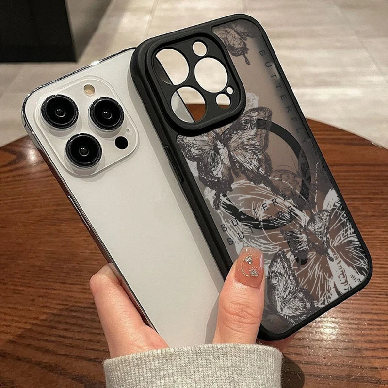Butterfly translucent matte MagSafe iPhone case