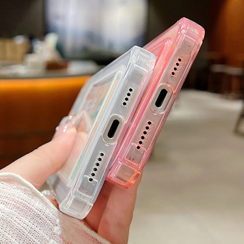 Vintage floral clear iPhone case with card pocket
