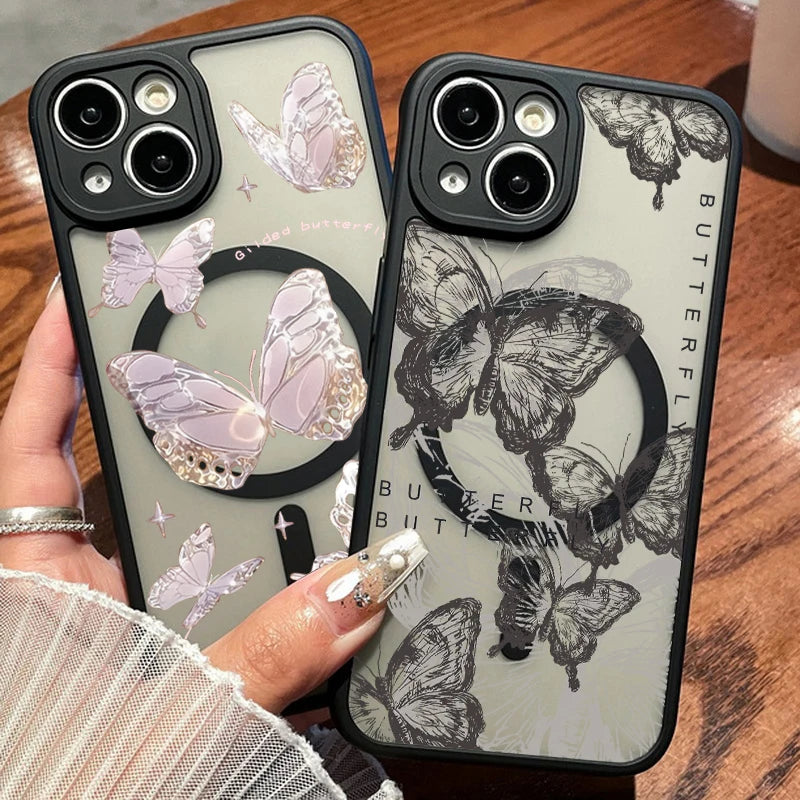 Butterfly translucent matte MagSafe iPhone case