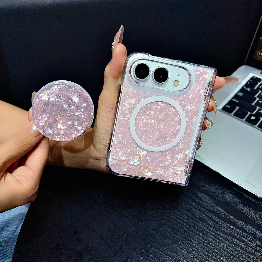 iPhone Duo pearl shell MagSafe case with ring grip