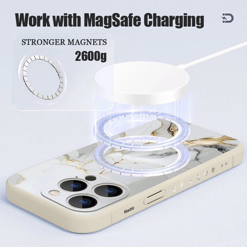 Marble soft silicone MagSafe iPhone case