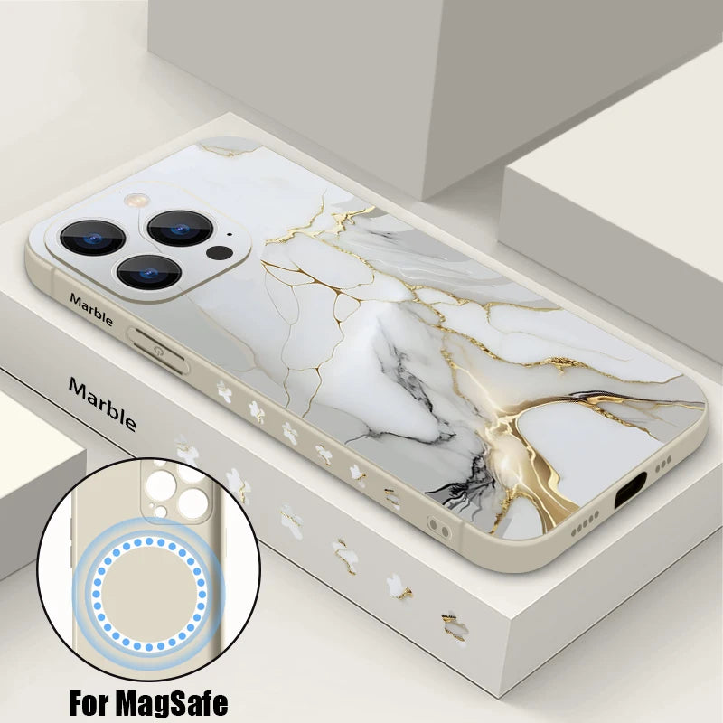 Marble soft silicone MagSafe iPhone case | Beige Marble