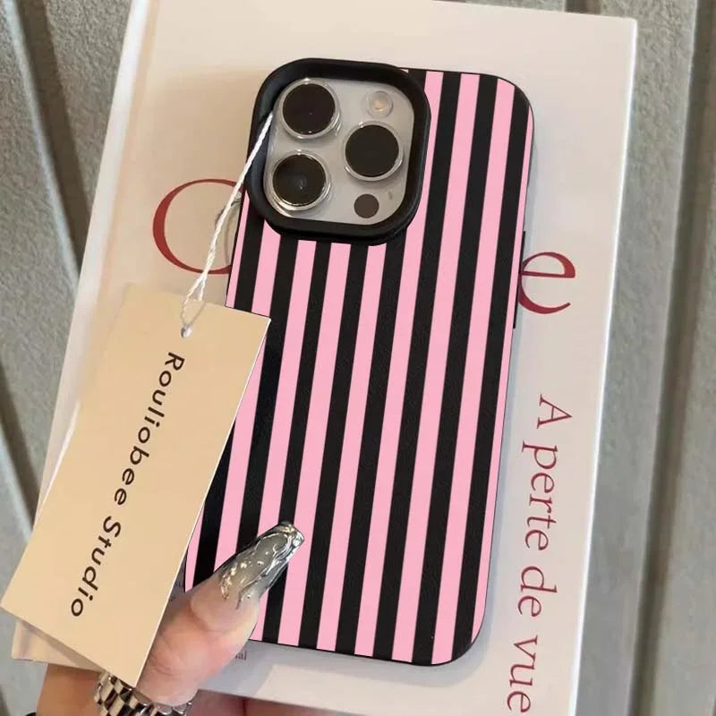 Striped case | Black & Pink